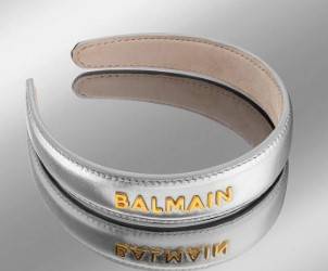 Balmain Leather Headband Large Silver, . .